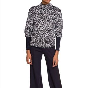 Chloe Chenille-Jacquard Mock-Neck Sweater